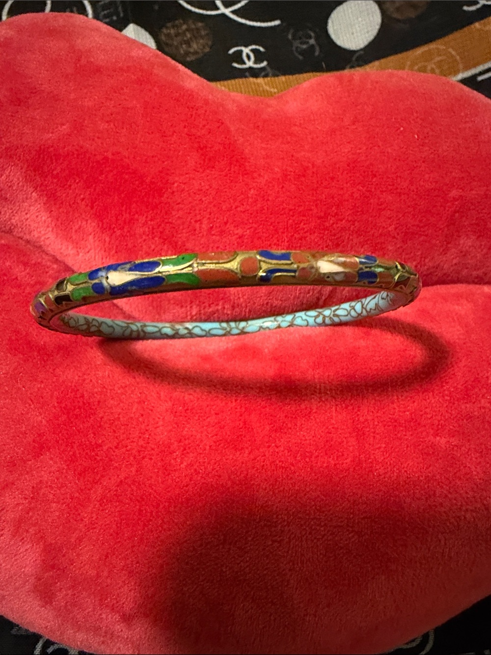 Enamel Cloisonné Floral Bangle Bracelet in Multicolor